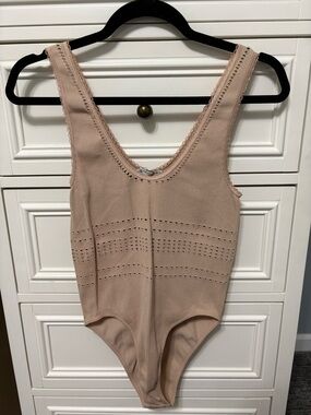 Zara Ribbed bodysuit  in Light Taupe